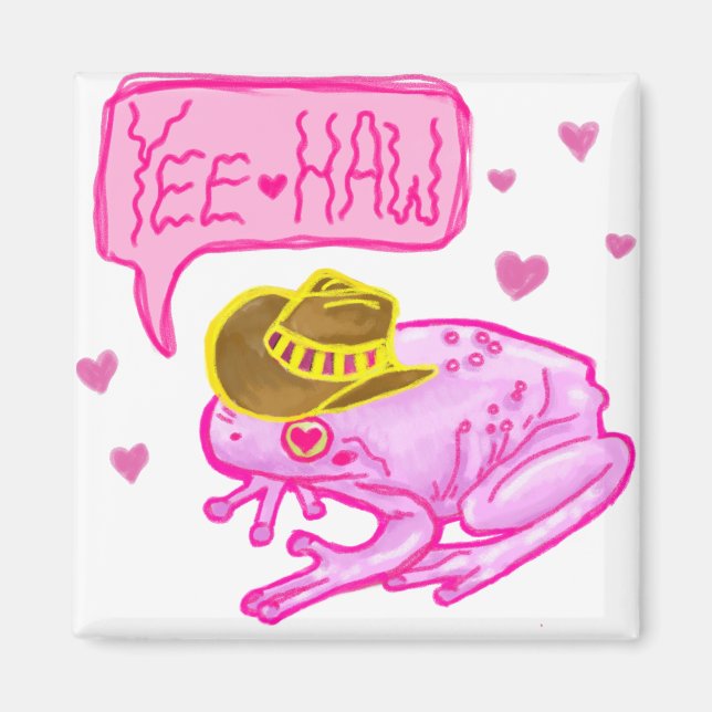 Imán Diseño de Cowboy Frog Yee Haw (Frente)