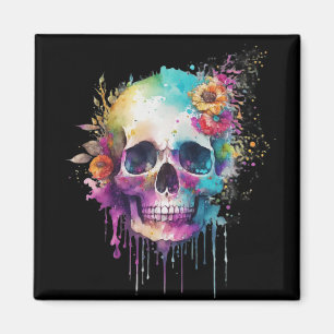 Imán Diseño de cráneo con manchas de colores