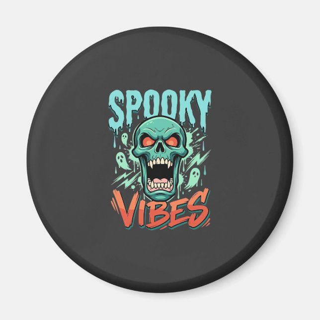 Imán Diseño de cráneo de fantasma de Halloween Vibracio (Frente)