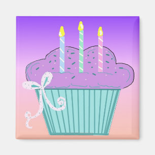 Imán Diseño de Cupcake de Cumpleaños Bonito