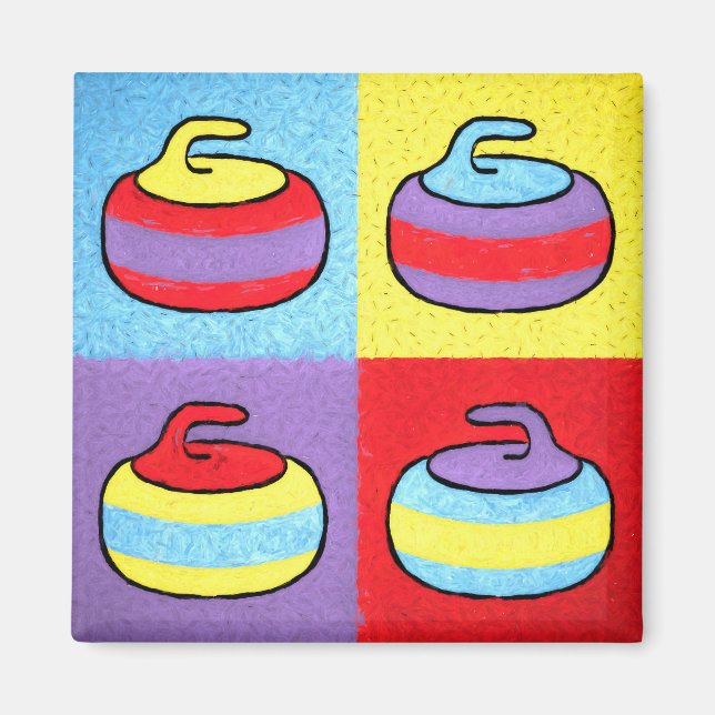 Imán Diseño de Curling de Pop Art (Frente)