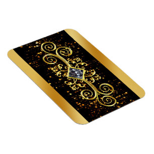Imán Diseño de Diamante Ornate de Oro Negro de Lujo