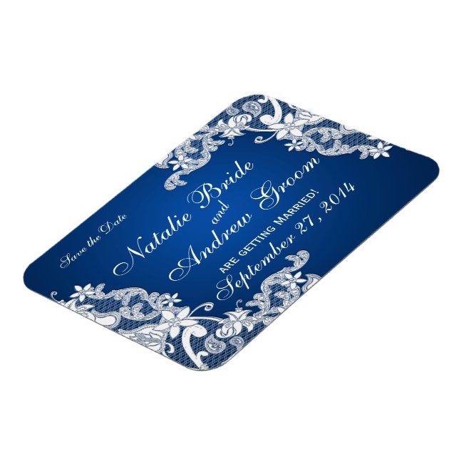 Imán Diseño de encaje vintage Guardar la fecha (Lado Izquierdo)