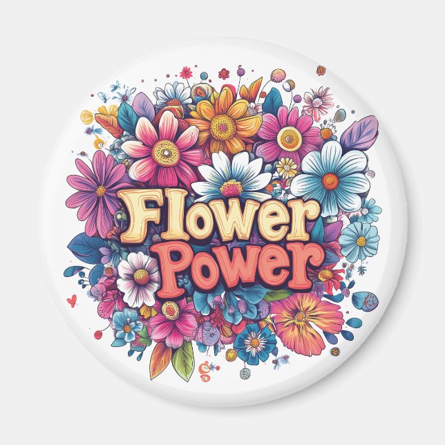 Imán Diseño de energía vibrante de las flores con flora (Frente)