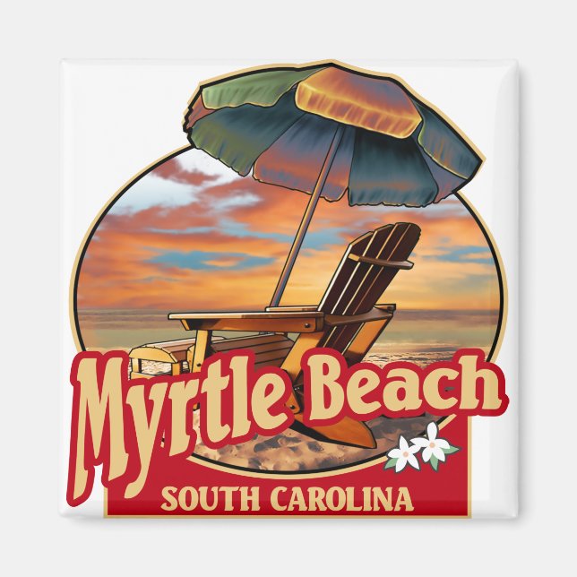 Imán Diseño de escena de Myrtle Beach SC Beach (Frente)