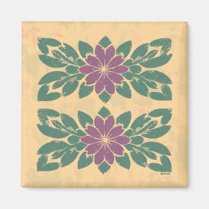 Imán Diseño de esténcil floral vintage