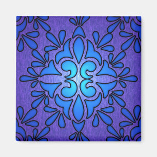 Imán Diseño de estilo de vidrio teñido azul púrpura