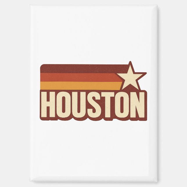 Imán Diseño de estrellas de época retro de Houston Texa (Anverso)