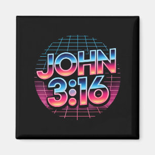 Imán Diseño de fe cristiana retro de los 80 John 3_16