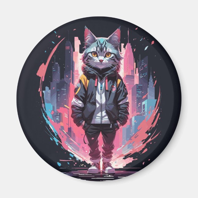 Imán Diseño de felino estilizado (Frente)