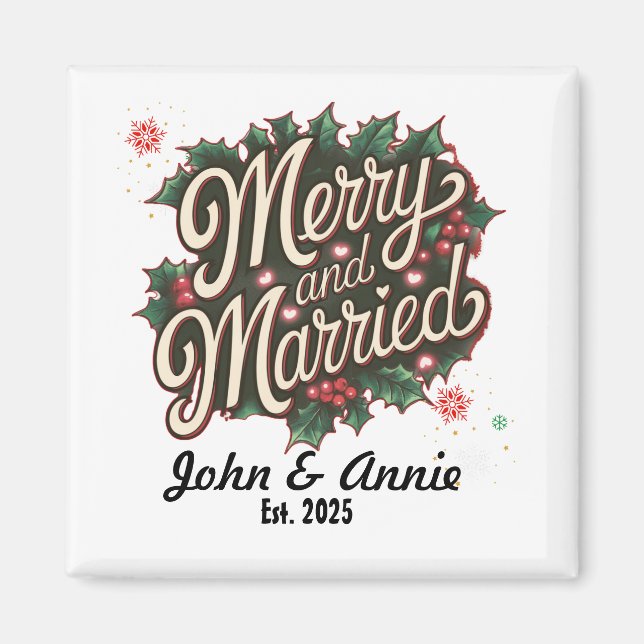 Imán Diseño de feriado para las parejas con mora casada (Frente)