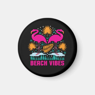 Imán Diseño de Flamencos Rosas Beach Vibes