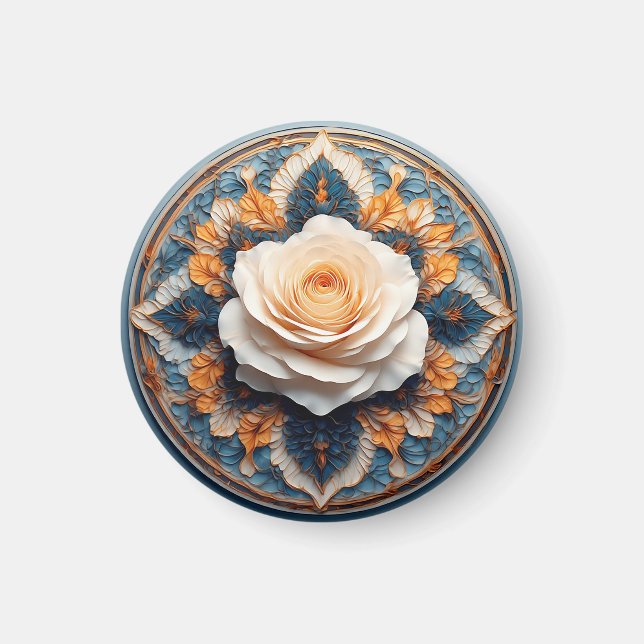 Imán Diseño de Flor Blanca Regalo para ella (Frente)