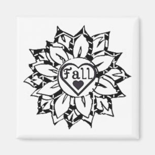 Imán diseño de flor de otoño de amor