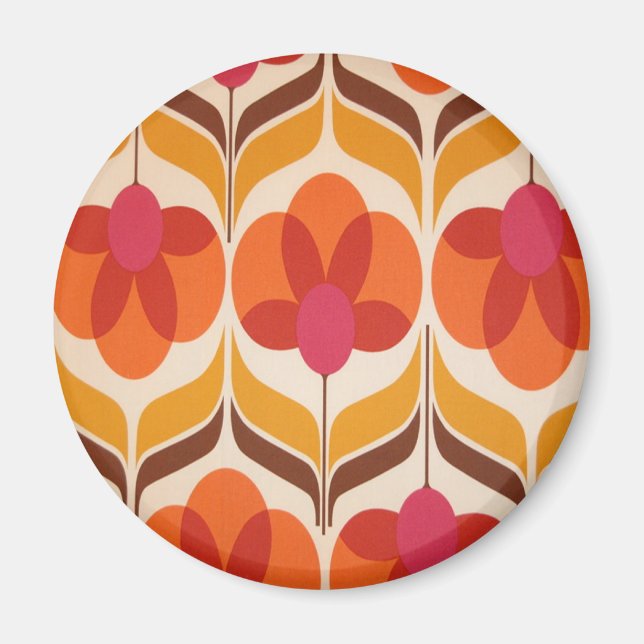 Imán Diseño de flor retro (Frente)