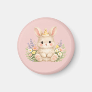 Imán Diseño de flor silvestre de conejo esponjoso para 
