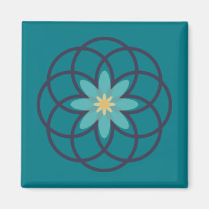 Imán Diseño de flores azul turquesa y marina