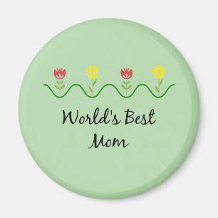 Imán diseño de flores gráficas "Mejor Mamá del Mundo"