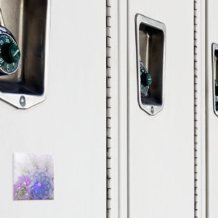 Imán Diseño de flores moradas y azules abstractas