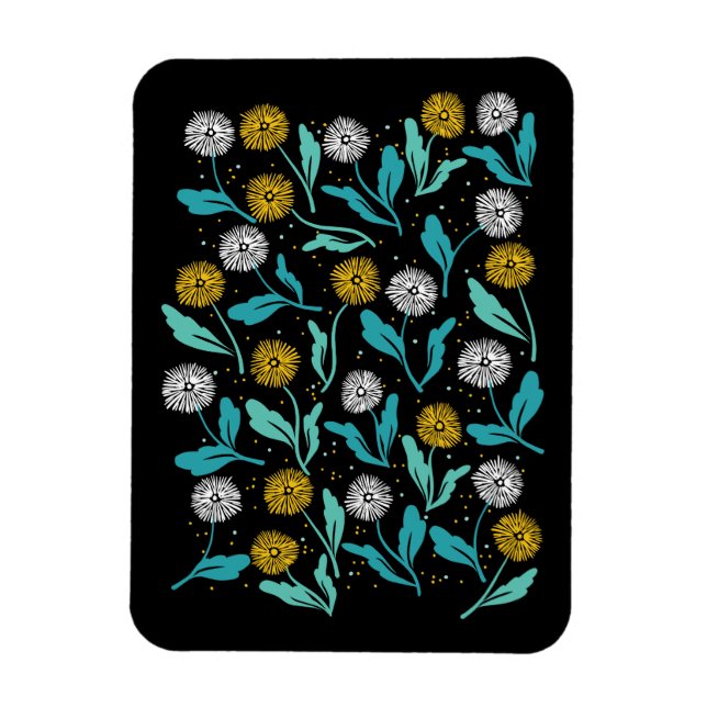 Imán Diseño de flores y hojas de Dandelion (Vertical)