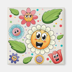 Imán Diseño de fondo continuo con flores coloridas