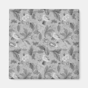 Imán Diseño de fondo floral gris y blanco