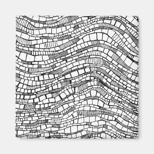 Imán Diseño de Formas Abstractas en Blanco y Negro
