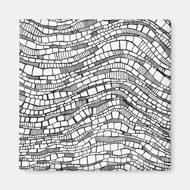Imán Diseño de Formas Abstractas en Blanco y Negro (Frente)