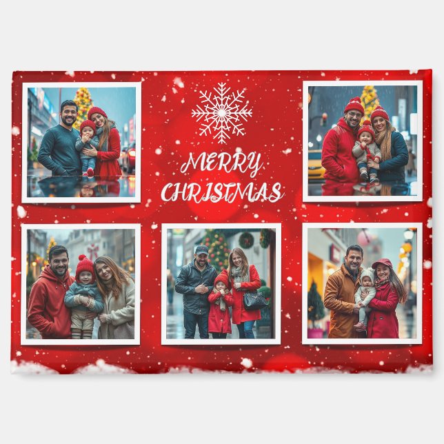 Imán Diseño de Foto Familiar de Navidad Moderno y Elega (Anverso)