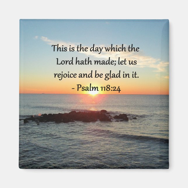 IMÁN DISEÑO DE FOTOGRAFÍAS SUNRISE DE PSALM 118:24 (Frente)