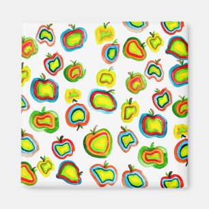 Imán Diseño de fruta acuarela de manzana fundida