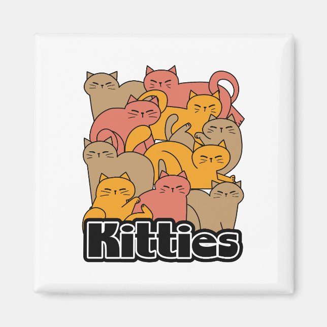 Imán Diseño de gatitos curados - Arte gato adorable (Frente)