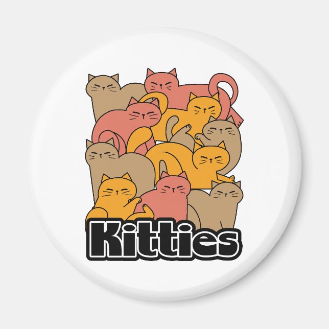 Imán Diseño de gatitos curados - Arte gato adorable (Frente)