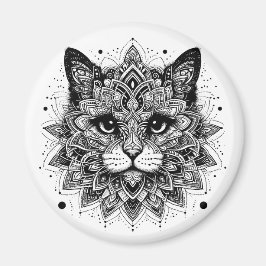 Imán Diseño de gato con patrón de mandala