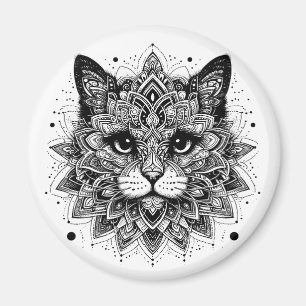 Imán Diseño de gato con patrón de mandala