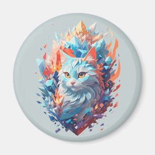 Imán Diseño de gato de fuego y hielo creativo