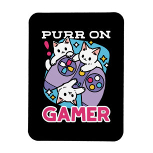 Imán Diseño De Gato Gamer - Purr En El Arte De Joystick