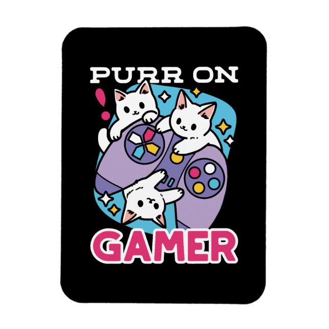 Imán Diseño De Gato Gamer - Purr En El Arte De Joystick (Vertical)
