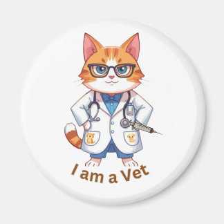 Imán Diseño de gato veterinario lindo "Soy un veterinar
