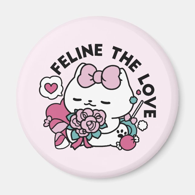 Imán Diseño de gatos de San Valentín lindo - Pelear por (Frente)