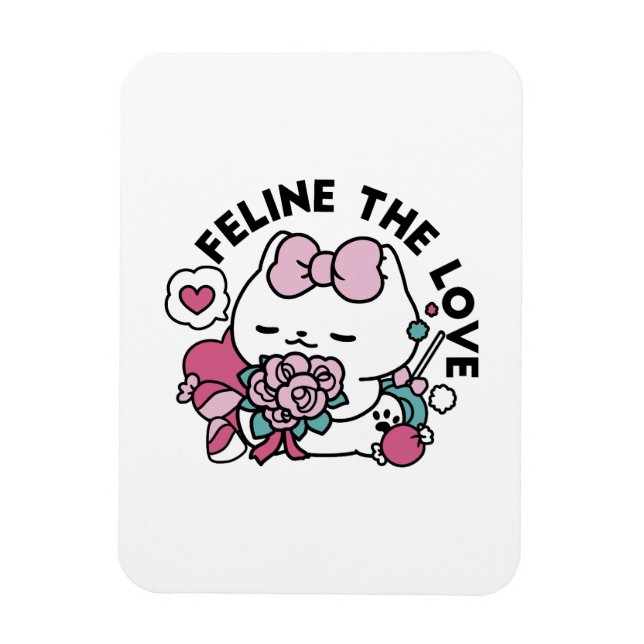 Imán Diseño de gatos de San Valentín lindo - Pelear por (Vertical)