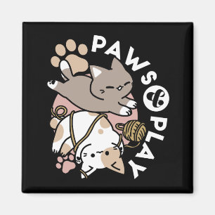 Imán Diseño de gatos lindos y juguetones – Arte diverti