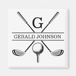 Imán Diseño de golf con plantilla de monograma de flor
