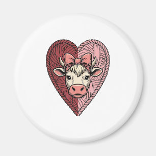 Imán Diseño de grabado vintage de corazón de vaca lindo
