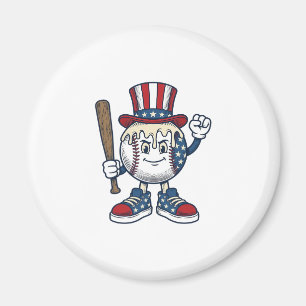 Imán Diseño de grabado vintage de mascota de béisbol pa