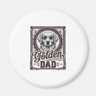 Imán Diseño de grabado vintage de papá Golden Retriever