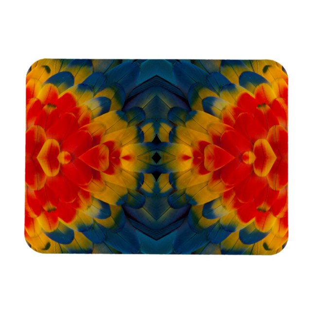 Imán diseño de guacamayo escarlata caleidoscopio (Horizontal)