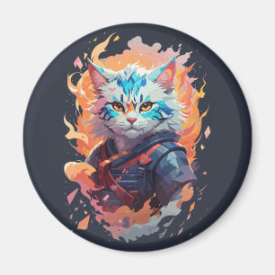 Imán Diseño de guerrero gato ninja lindo