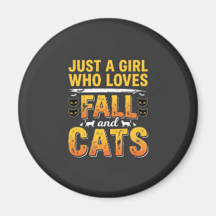 Imán Diseño de Halloween de chicas gatos de otoño_1