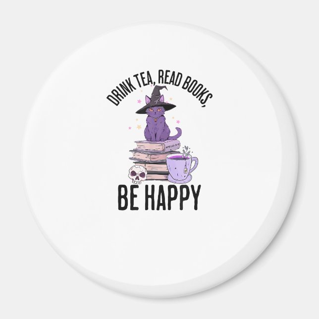 Imán Diseño de Halloween Whimsigoth Leer Libros Beber (Frente)